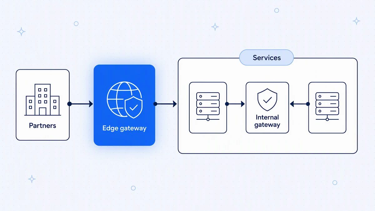Separate gateways for external partner traffic and internal service-to-service traffic.