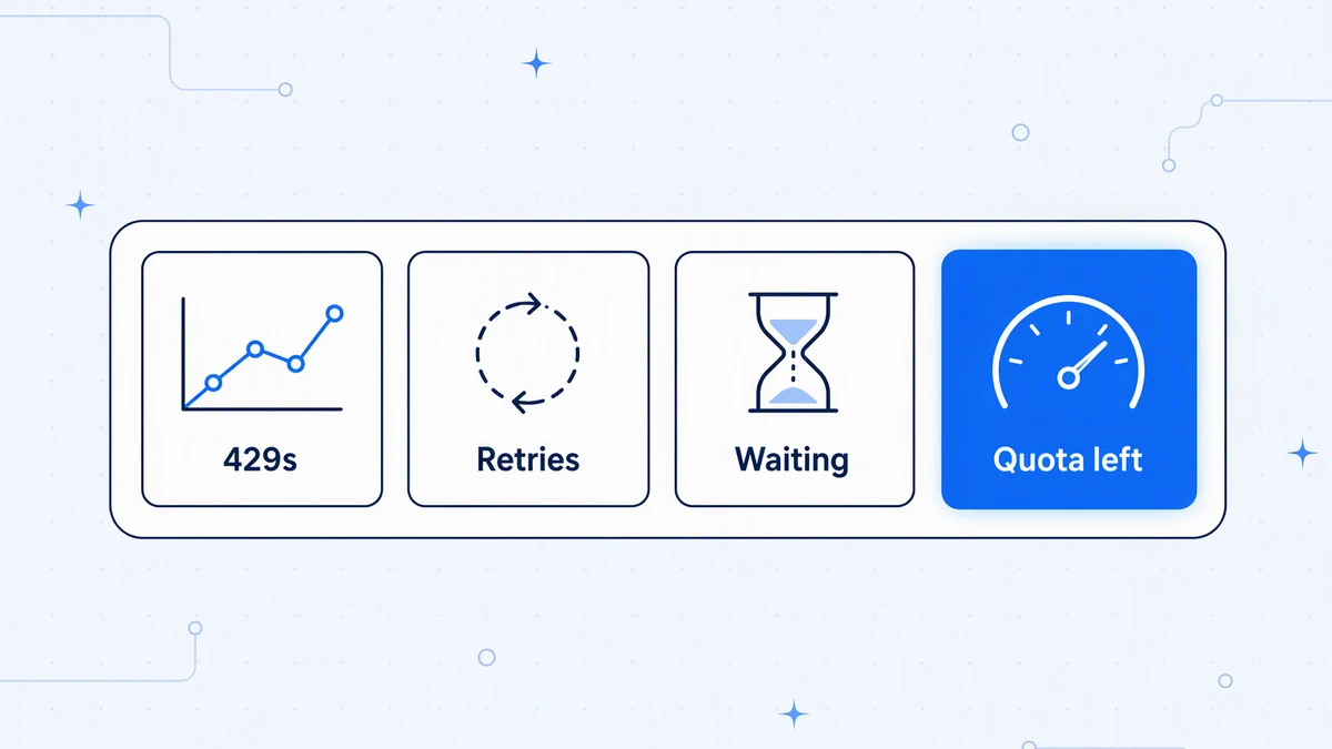 Watch 429 responses, retries, records waiting, and remaining quota for each provider.